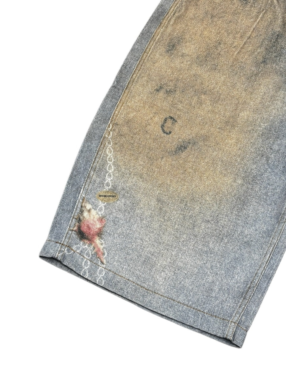 【LUV CODE】chain printed balloon denim pants