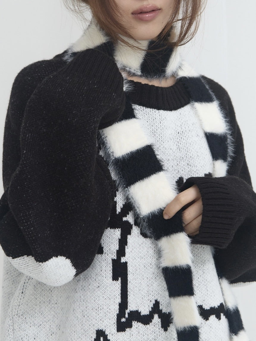 【FANCY X DUSTY】HUG STRIPE FUR MUFFLER / 【ファンシー X ダスティ】ハグストライプファーマフラー