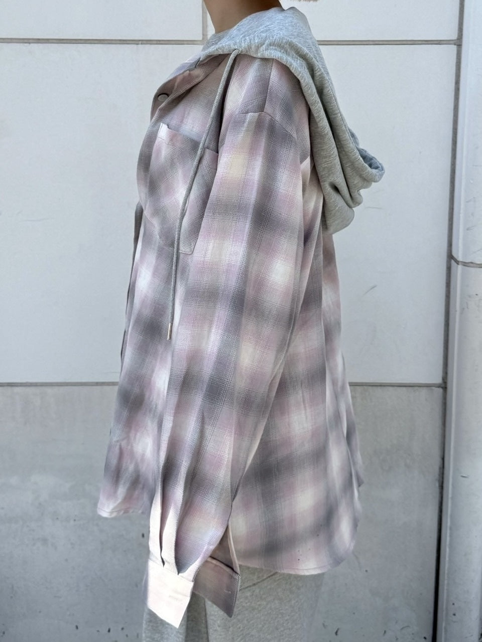 【nmtc +】sweat hooded check shirts / 【エヌエムティーシープラス】フード付きチェックシャツ (2color)