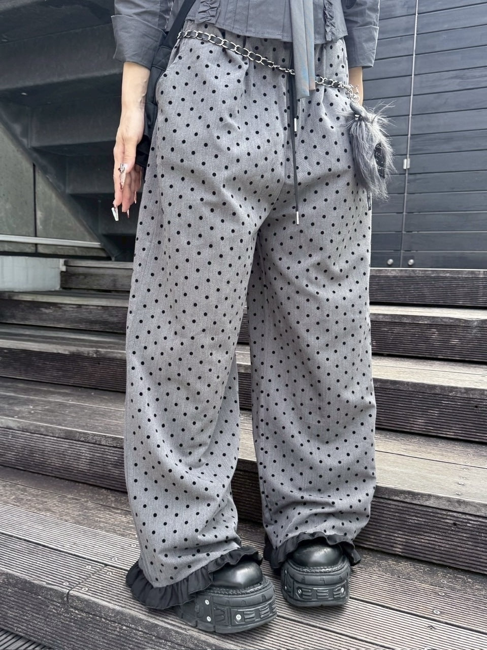 【nmtc +】dot frill pants / 【エヌエムティーシープラス】ドットフリルパンツ (2color)