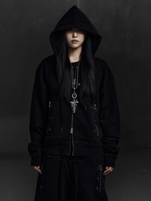 【Rosen Kreuz】EYELET EDGE Set-Up ZIP-UP HOODIE