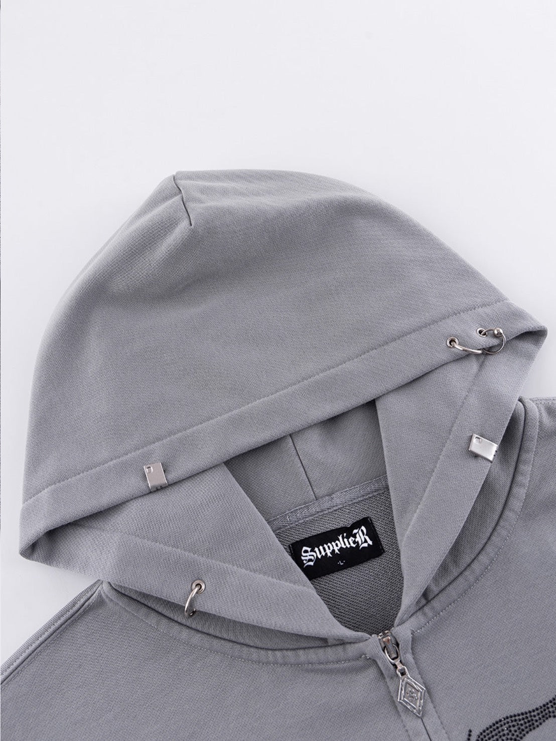 【SUPPLIER】Fire Skeleton Rhinestone Zip Hoodie / 【サプライヤー】ファイヤースケルトンラインストーンジップアップパーカー