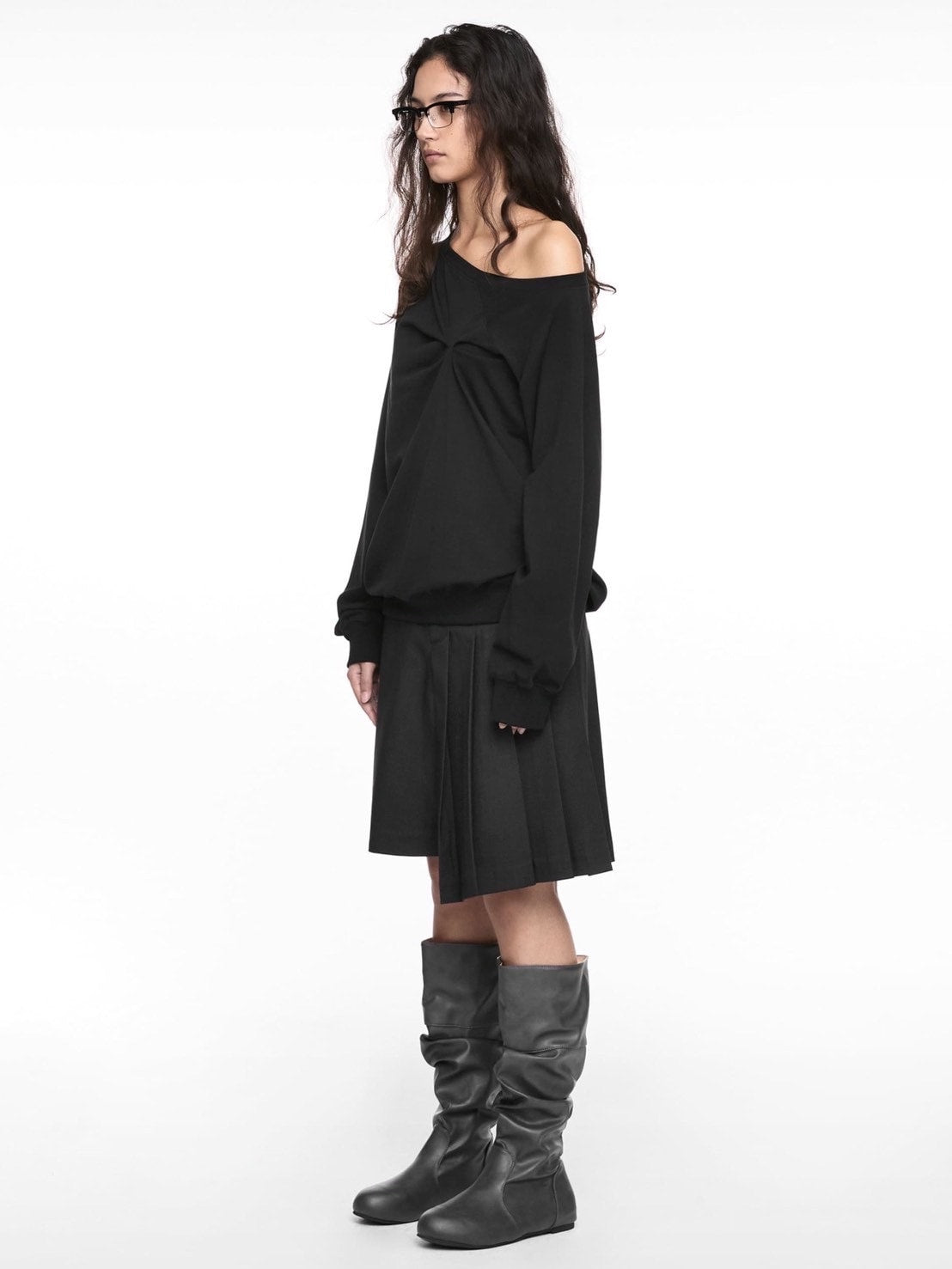 【NACHE】MAGNETIC PLEATED MIDI SKIRT