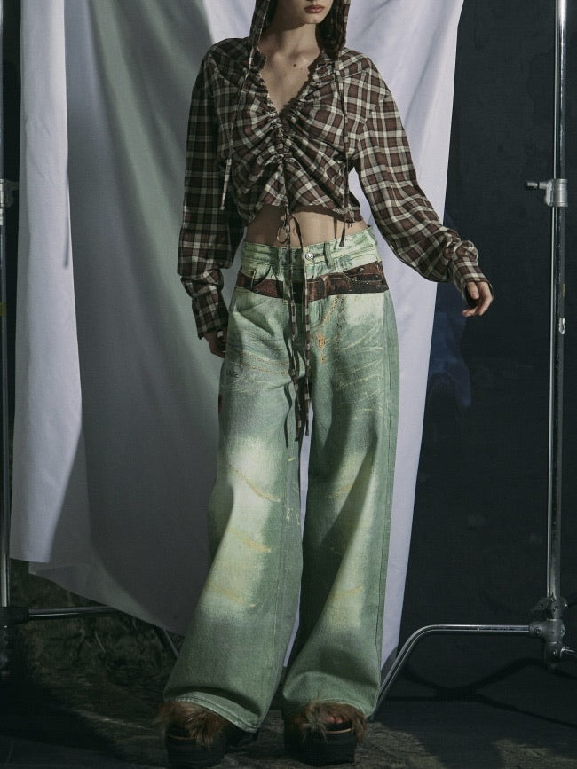 【GATELESS】VINTAGE PRINT BUGGY DENIM PANTS / 【ゲートレス】ビンテージプリントバギーデニムパンツ