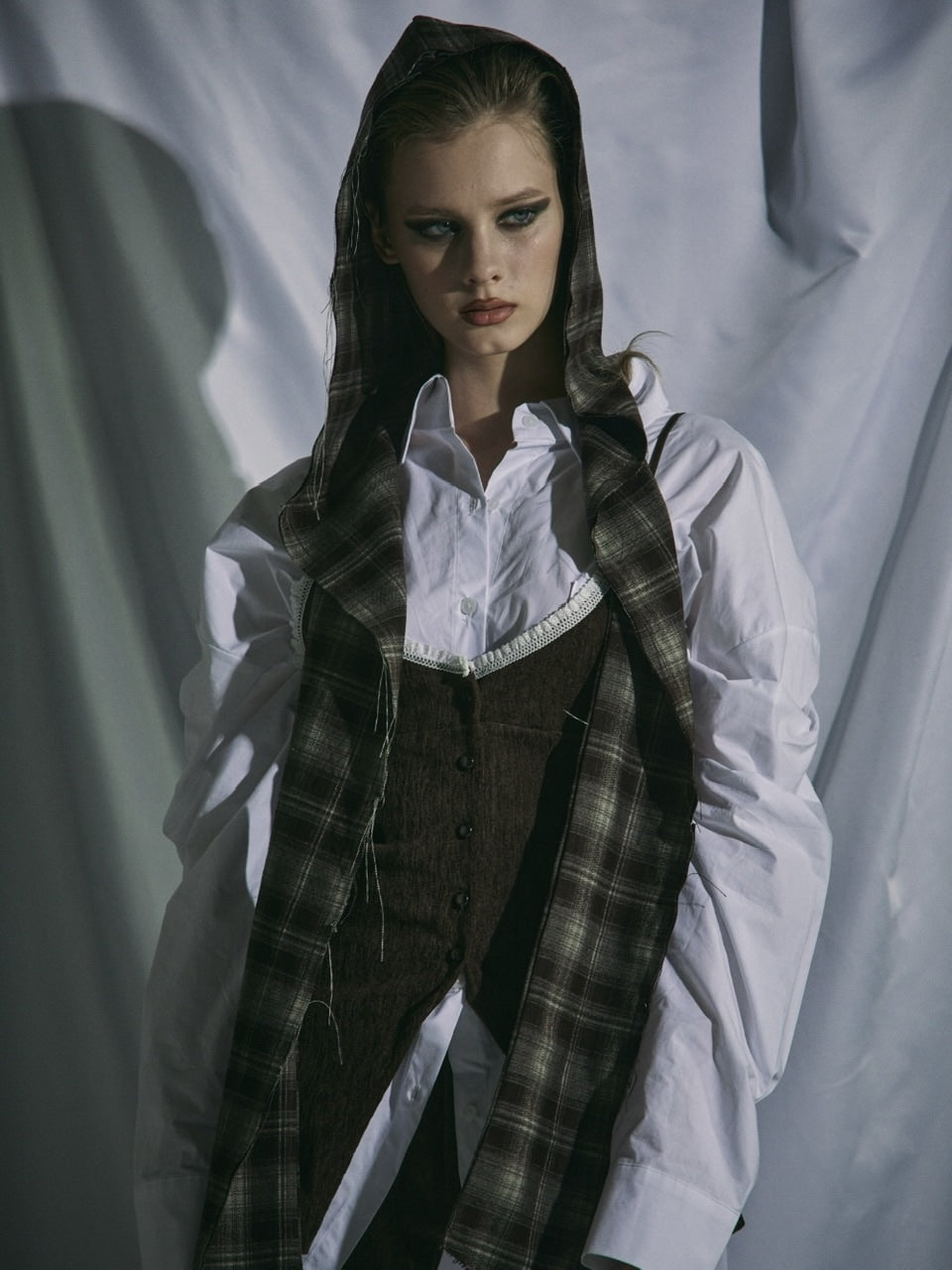 【GATELESS】CHECK HOOD MUFFLER / 【ゲートレス】チェックフードマフラー