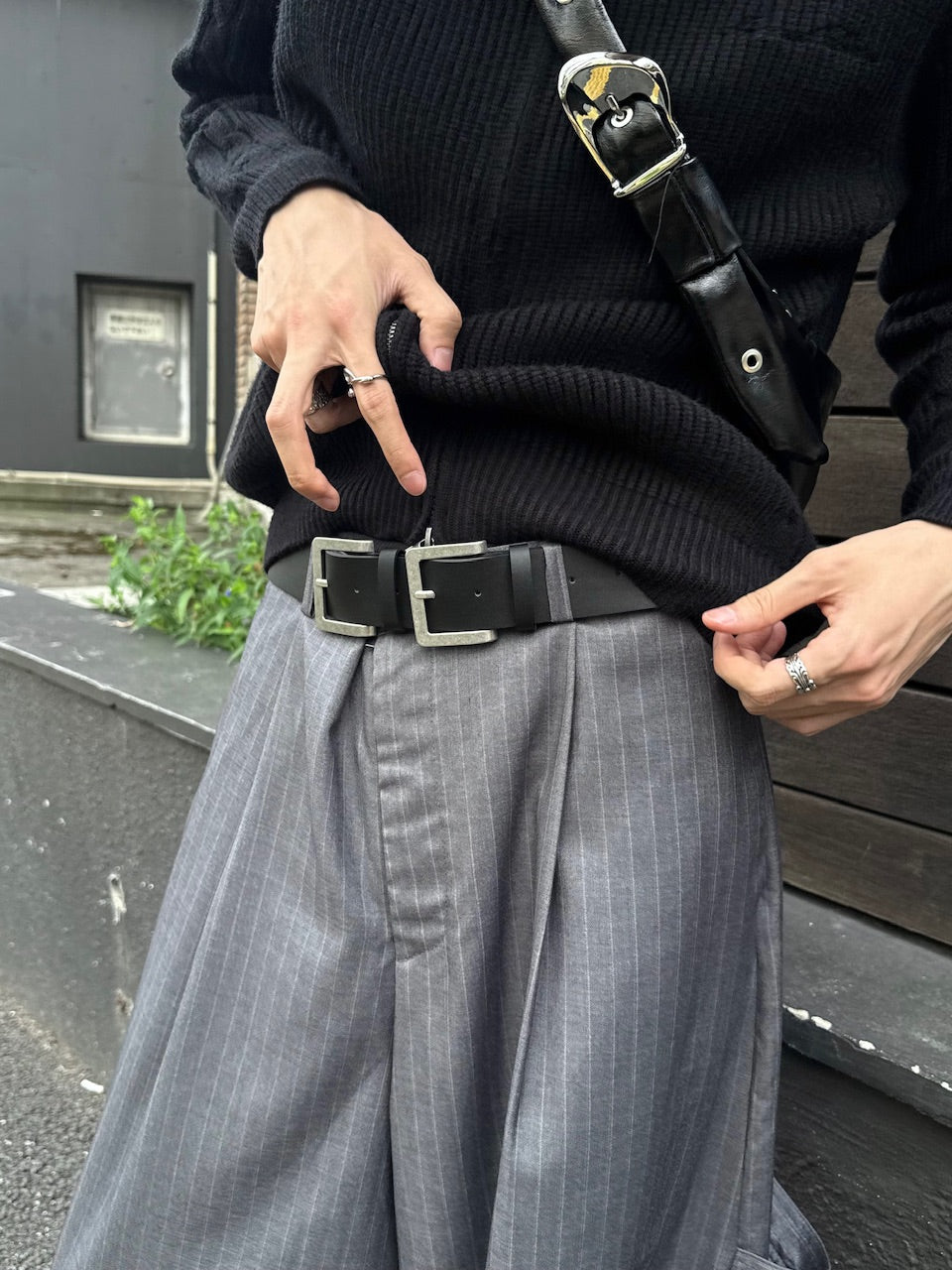 受注制【Chikashitsu +】double buckle belt / 【チカシツプラス】ダブルバックルベルト