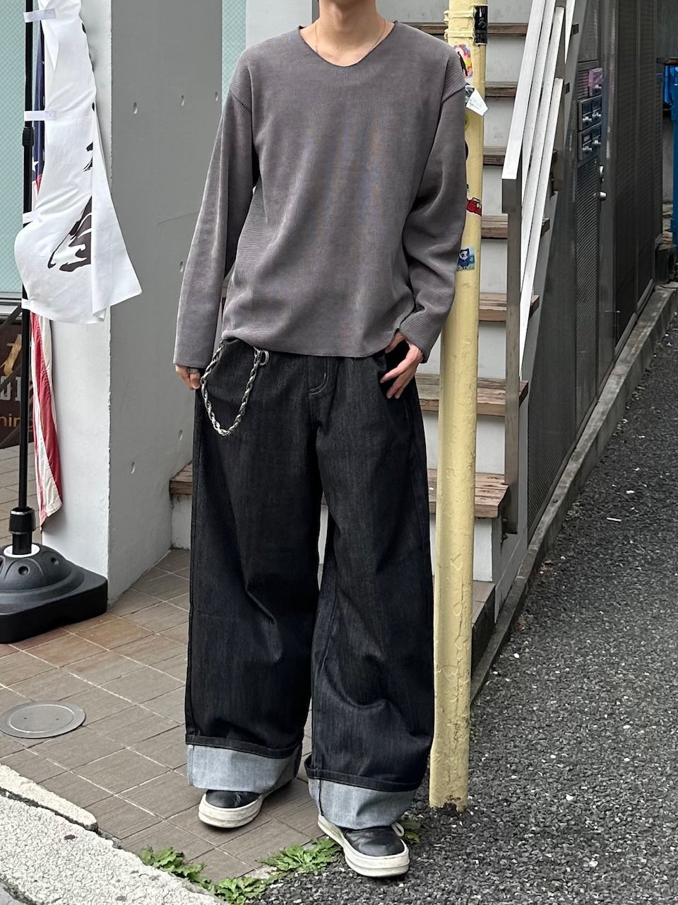 大阪店WEB限定受注制【Chikashitsu +】simple deck v neck knit / 【チカシツプラス】シンプルデッキブイネックニット (3color)