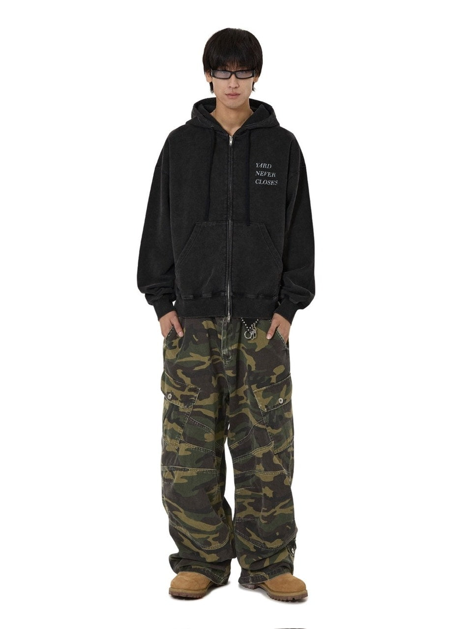 【OY】VINTAGE FADE WASHED HOODIE ZIP UP