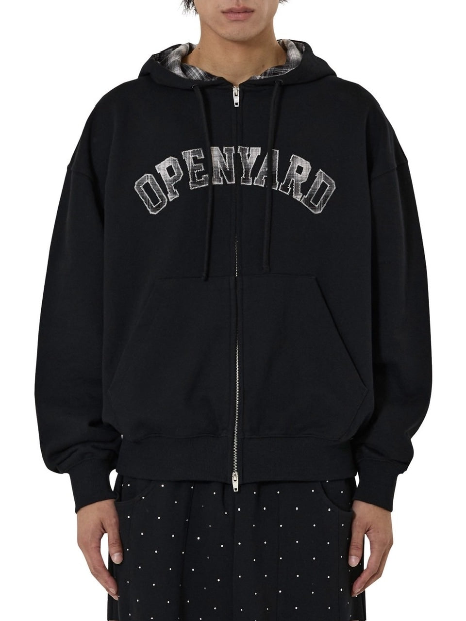 【OY】FLANNEL CHECK LOGO HOODIE ZIP UP