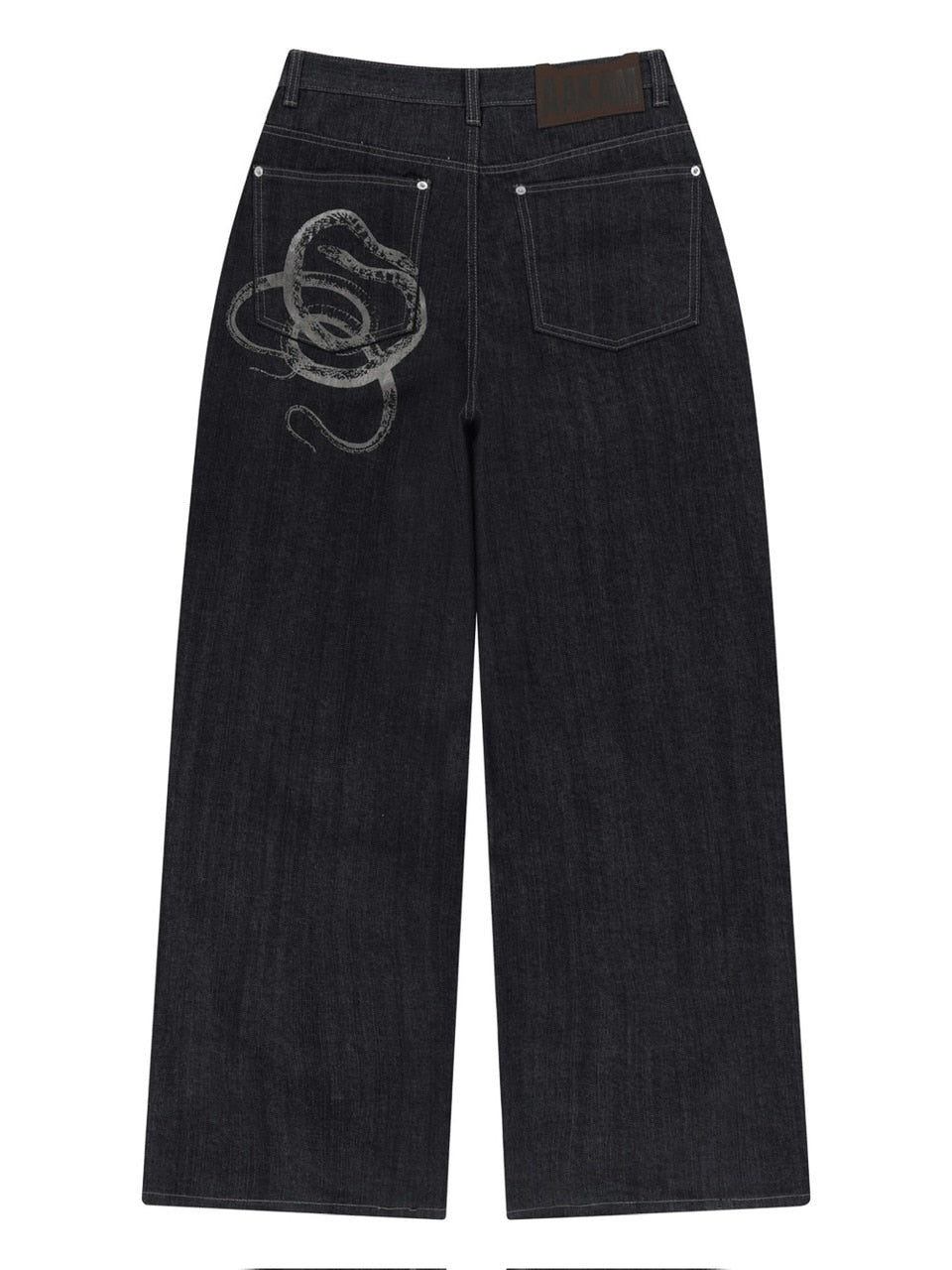 【AAKAM】Snake Printed Denim Pants