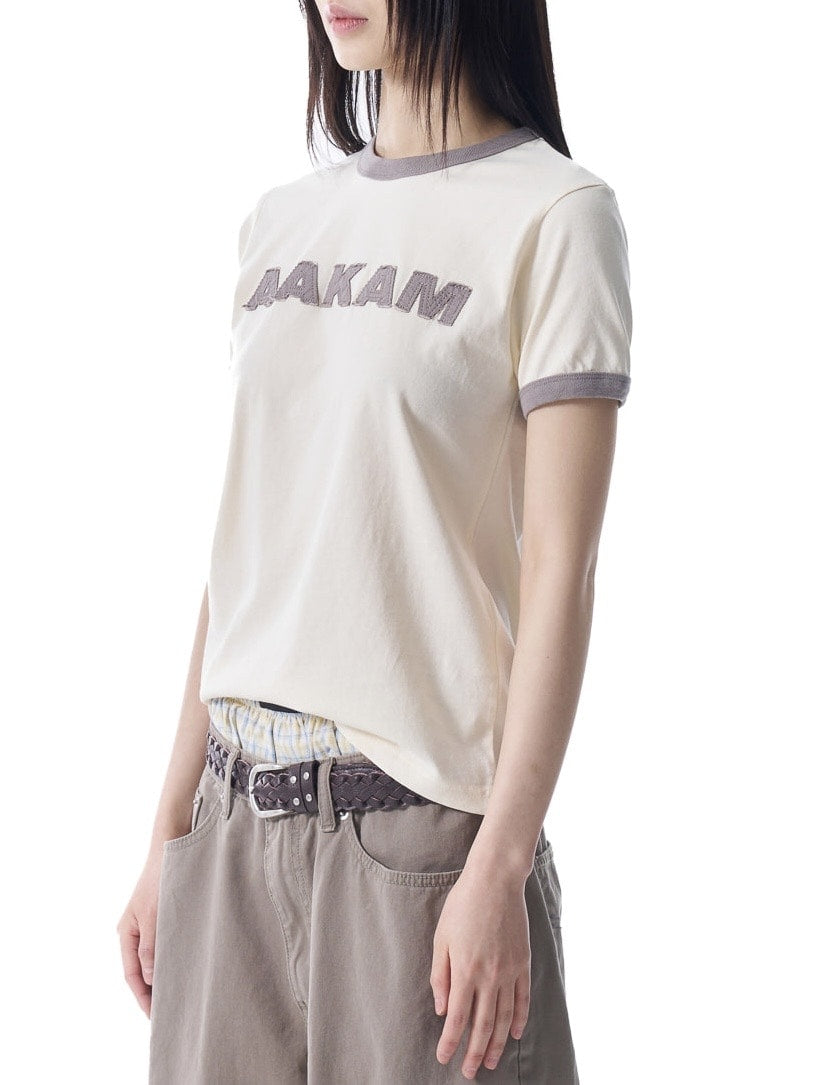 【AAKAM】Logo Patch Ringer Top