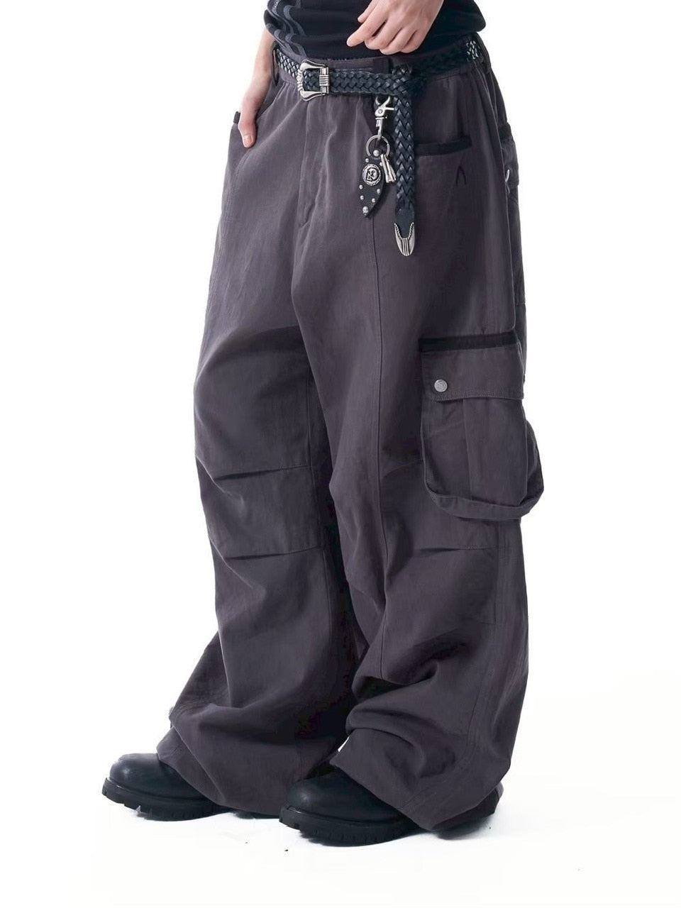 【AAKAM】Knee Pin-tuck Contrast Cargo Pants