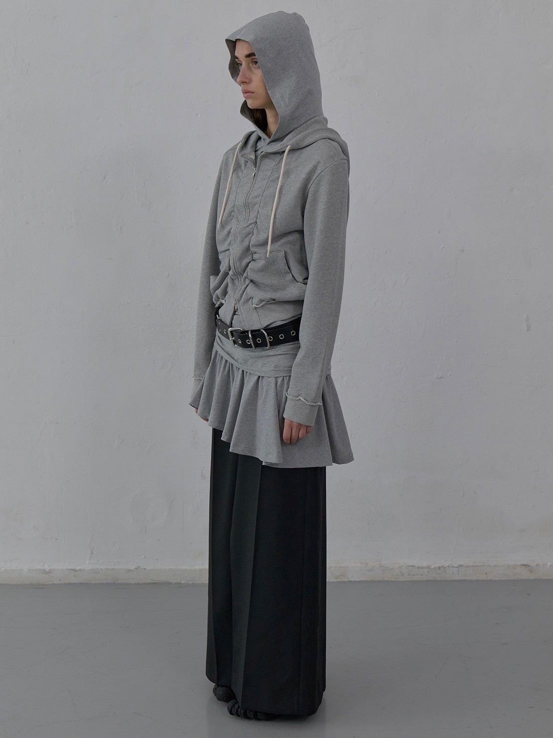 【LCDC】SHIRRING DETAIL ZIP-UP HOODIE / 【エルシーディーシー・ティーエム】シャーリングディティールジップアップパーカー