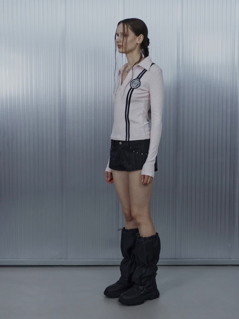 【SETUP‐EXE】WAFFEN LINE COLLAR TEE / 【セットアップエグゼ】ワッフェンラインカラー長袖シャツ