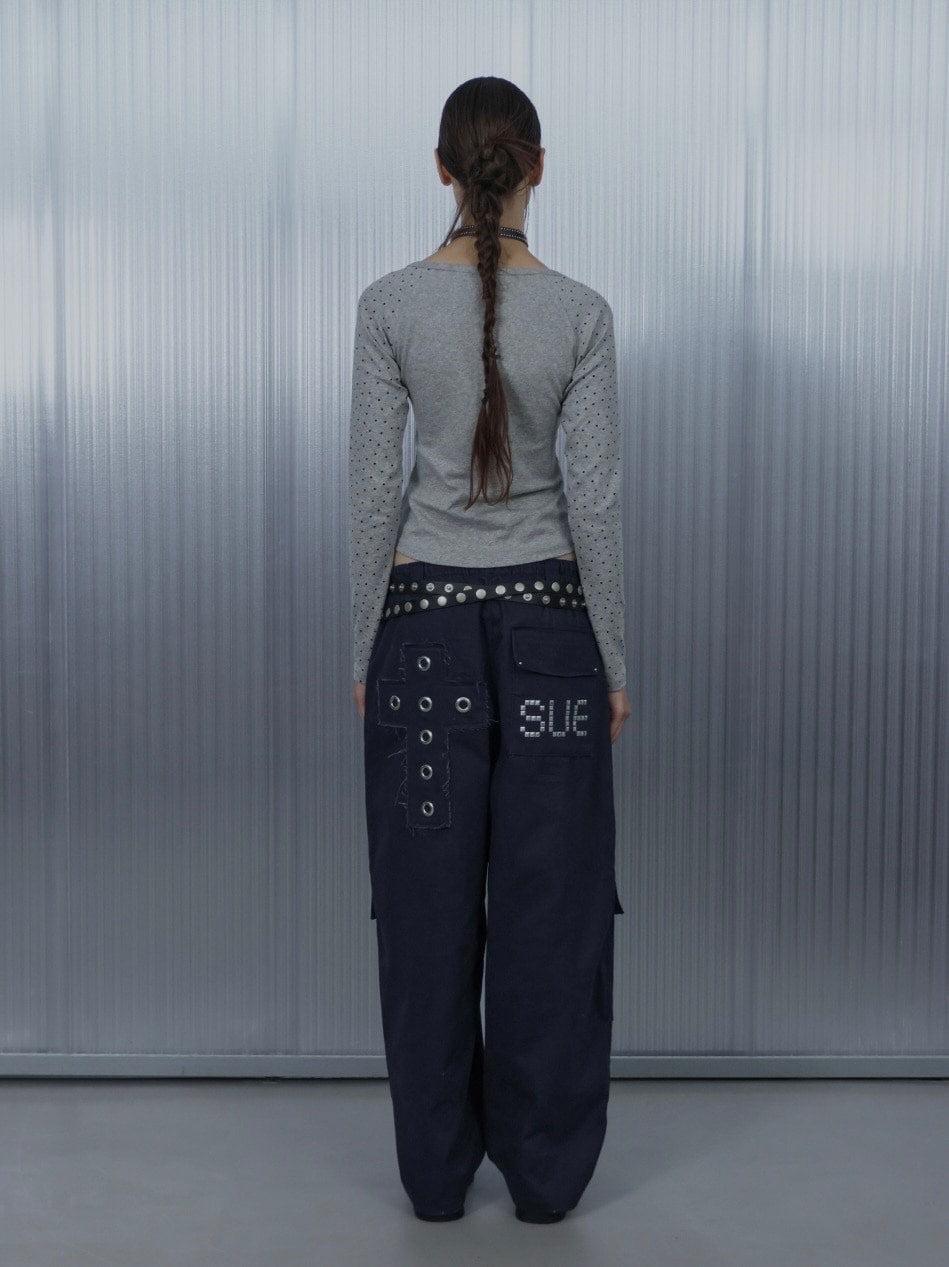 【SETUP‐EXE】STAR SLEEVE PUNK TOP / 【セットアップエグゼ】スタースリーブパンク長袖Ｔシャツ