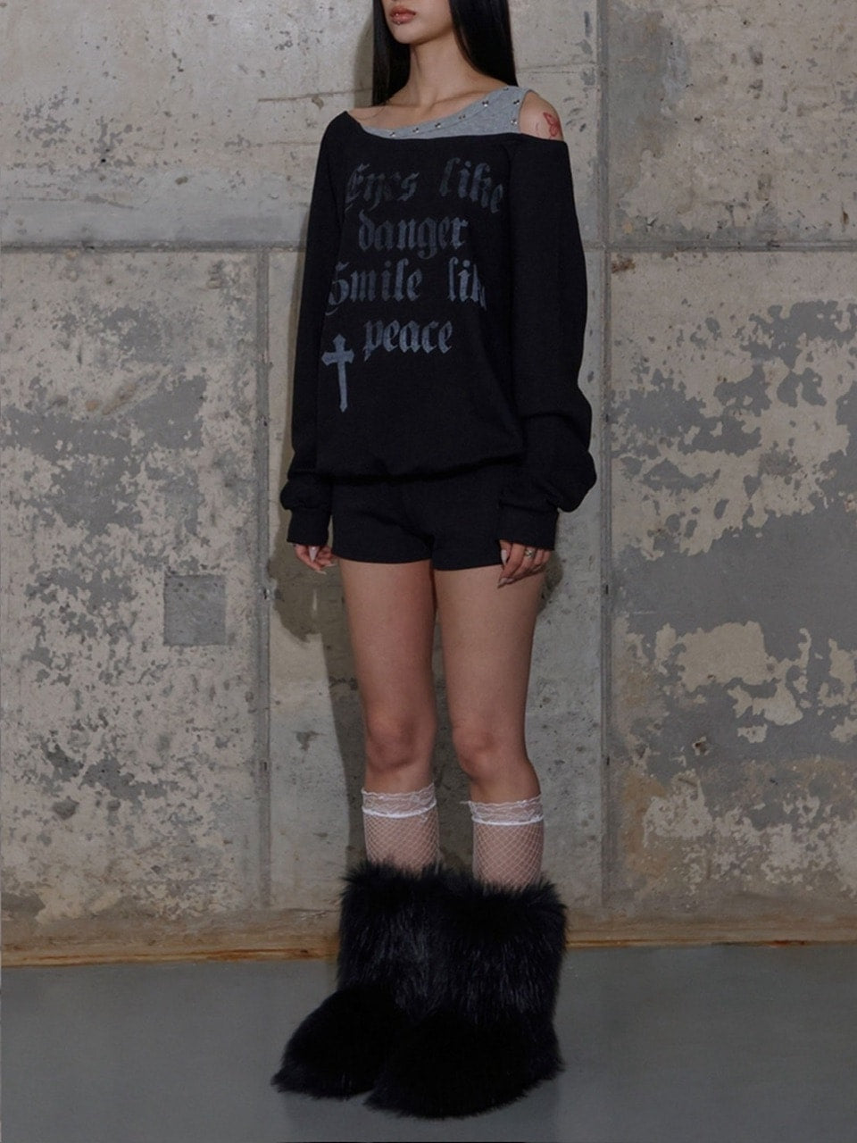 【FANCY CLUB】ROSARY NOIRER SWEATSHIRT / 【ファンシークラブ】ロザリーノイアースウェット長袖Ｔシャツ