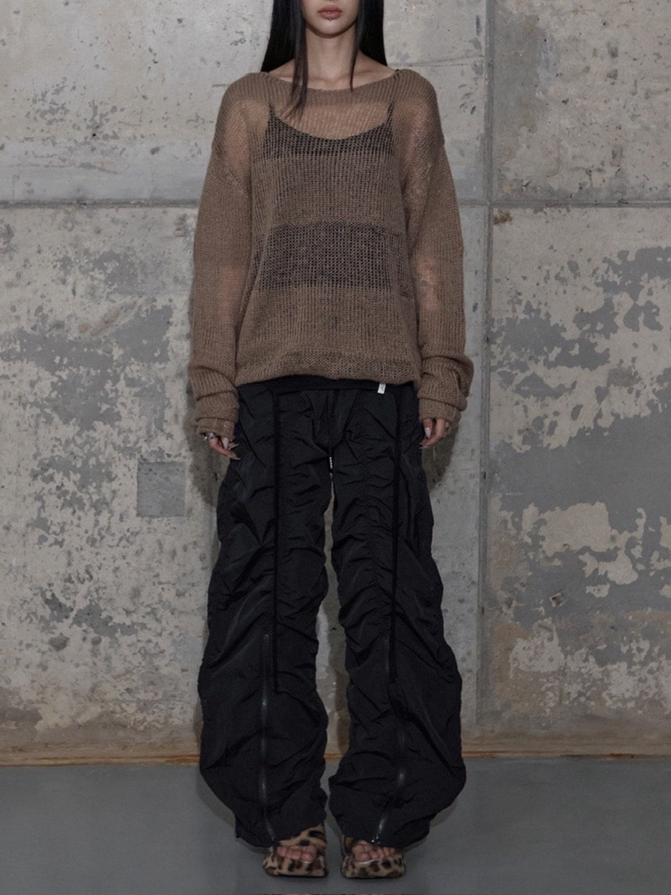 【FANCY CLUB】LOW-RISE NYLON SHIRRING PANTS / 【ファンシークラブ】ローライズナイロンシャーリングパンツ
