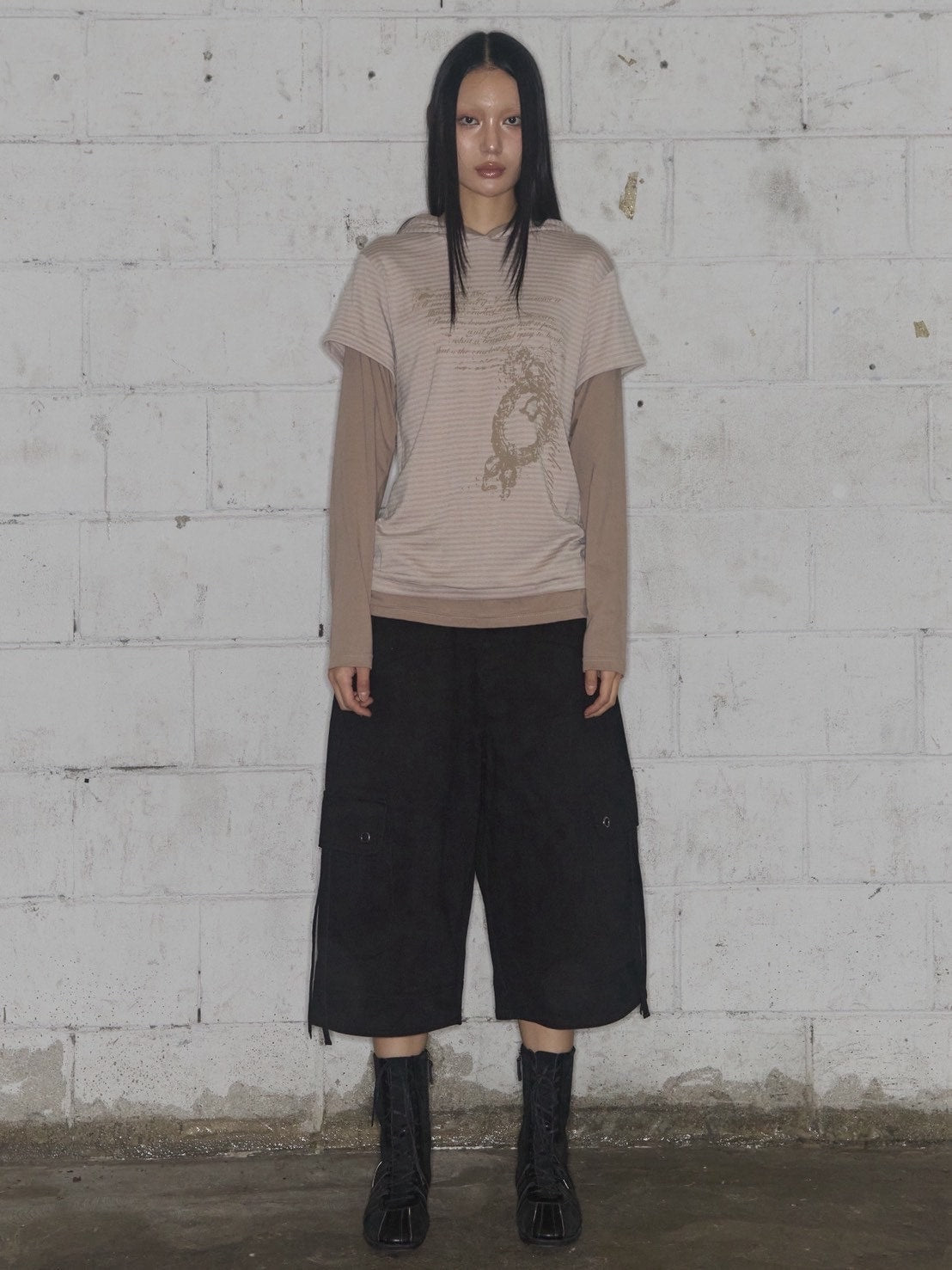 【FANCY CLUB】STRIPE LAYERED HOODIE / 【ファンシークラブ】ストライプレイヤードフーディー