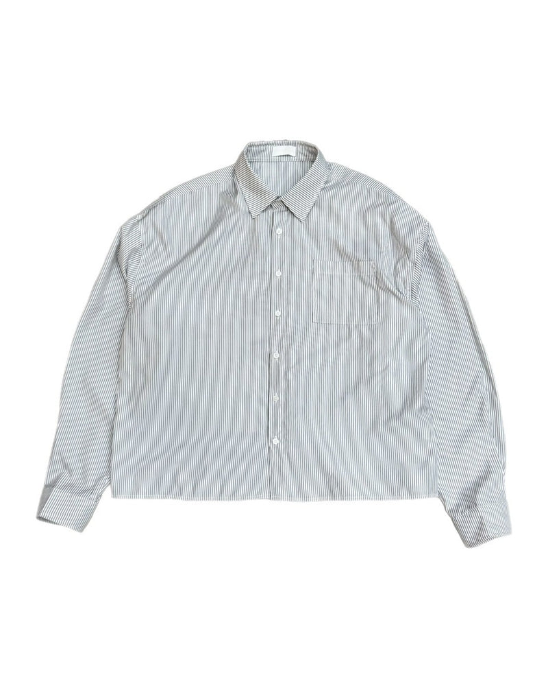 受注制【Chikashitsu +】cropped stripe shirt / 【チカシツプラス】クロップドストライプ長袖シャツ (3color)