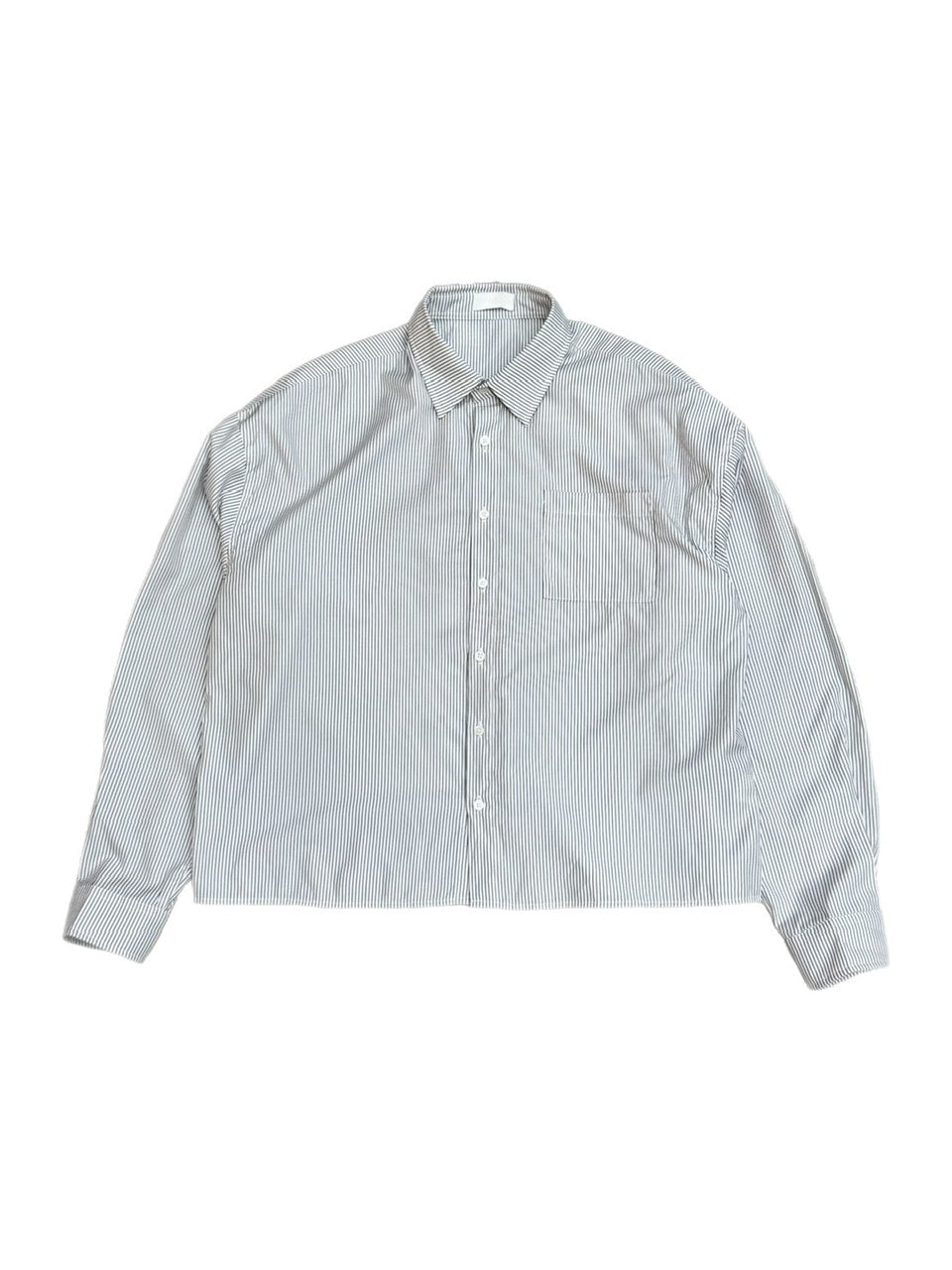 受注制【Chikashitsu +】cropped stripe shirt / 【チカシツプラス】クロップドストライプ長袖シャツ (3color)