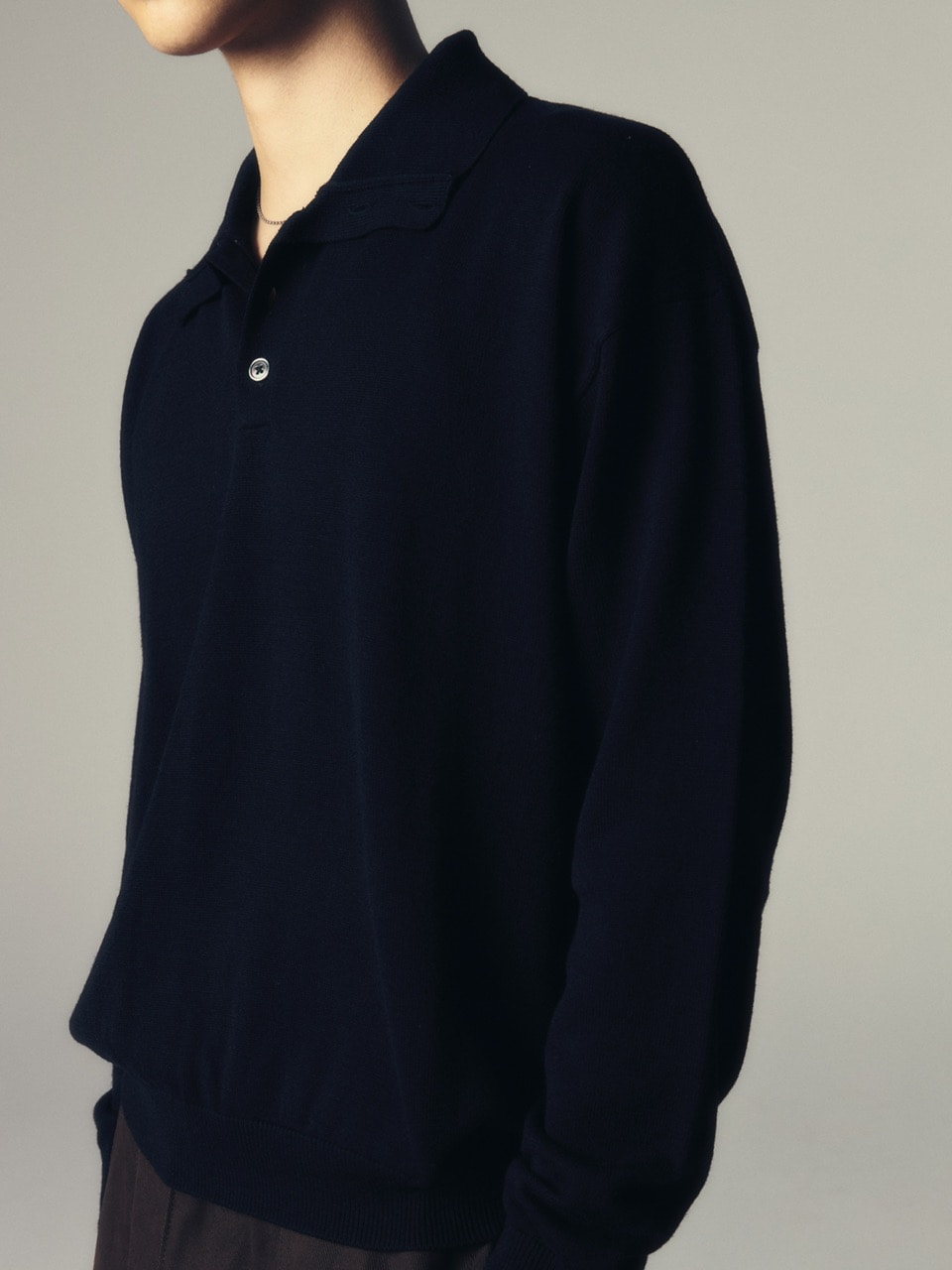 【CS】wool touch knit polo (black) / 【シーエス】ウールタッチニットポロ