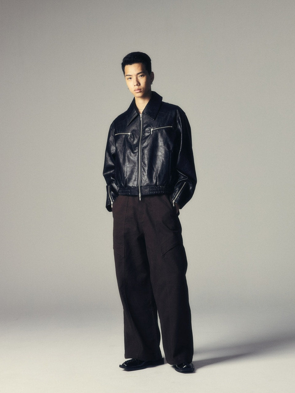 【CS】multi zip faded wash blouson (black)