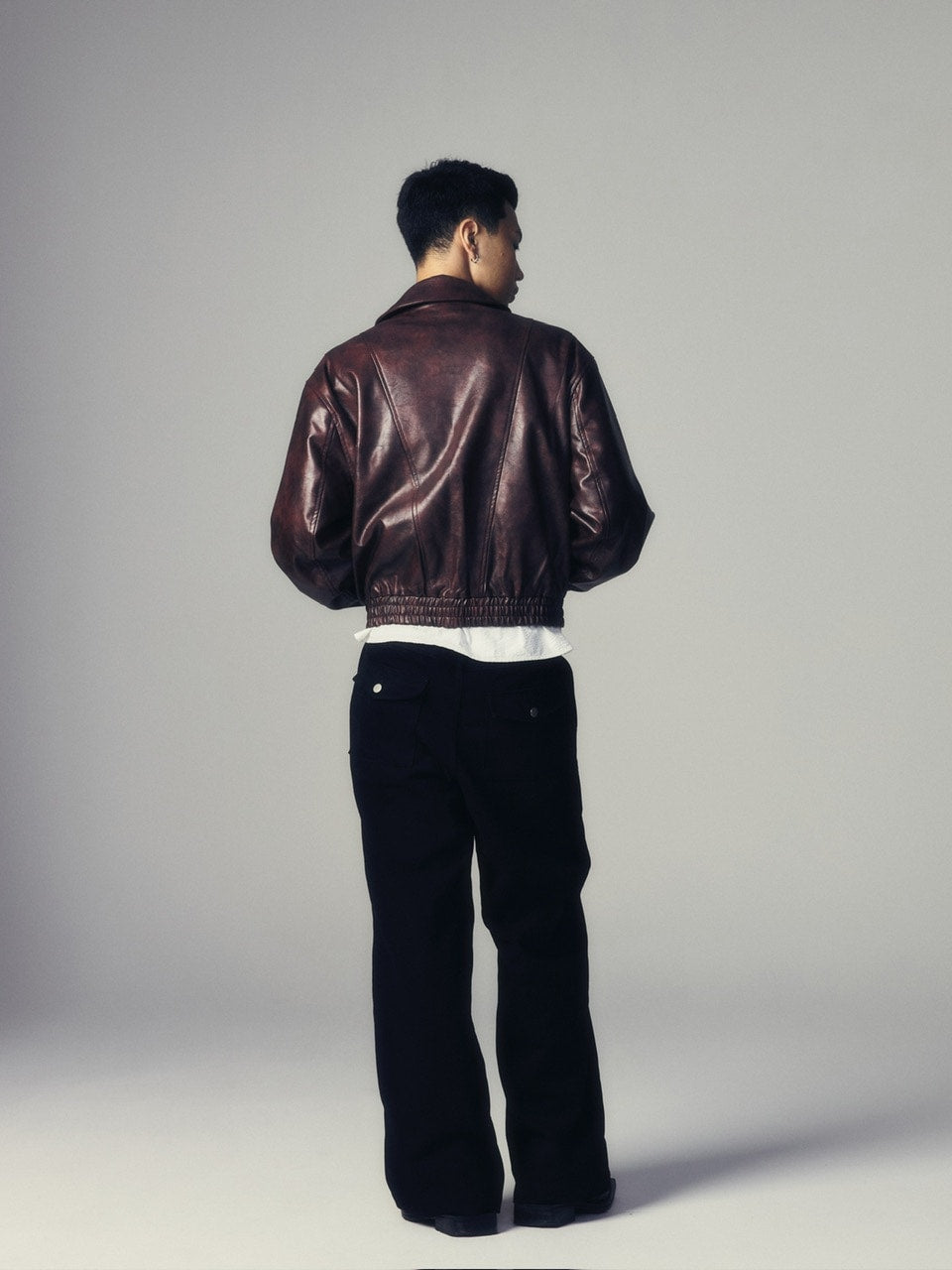 【CS】multi zip faded wash blouson (red brown)