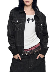 【AAKAM】Banding Denim Zip-Up Jacket