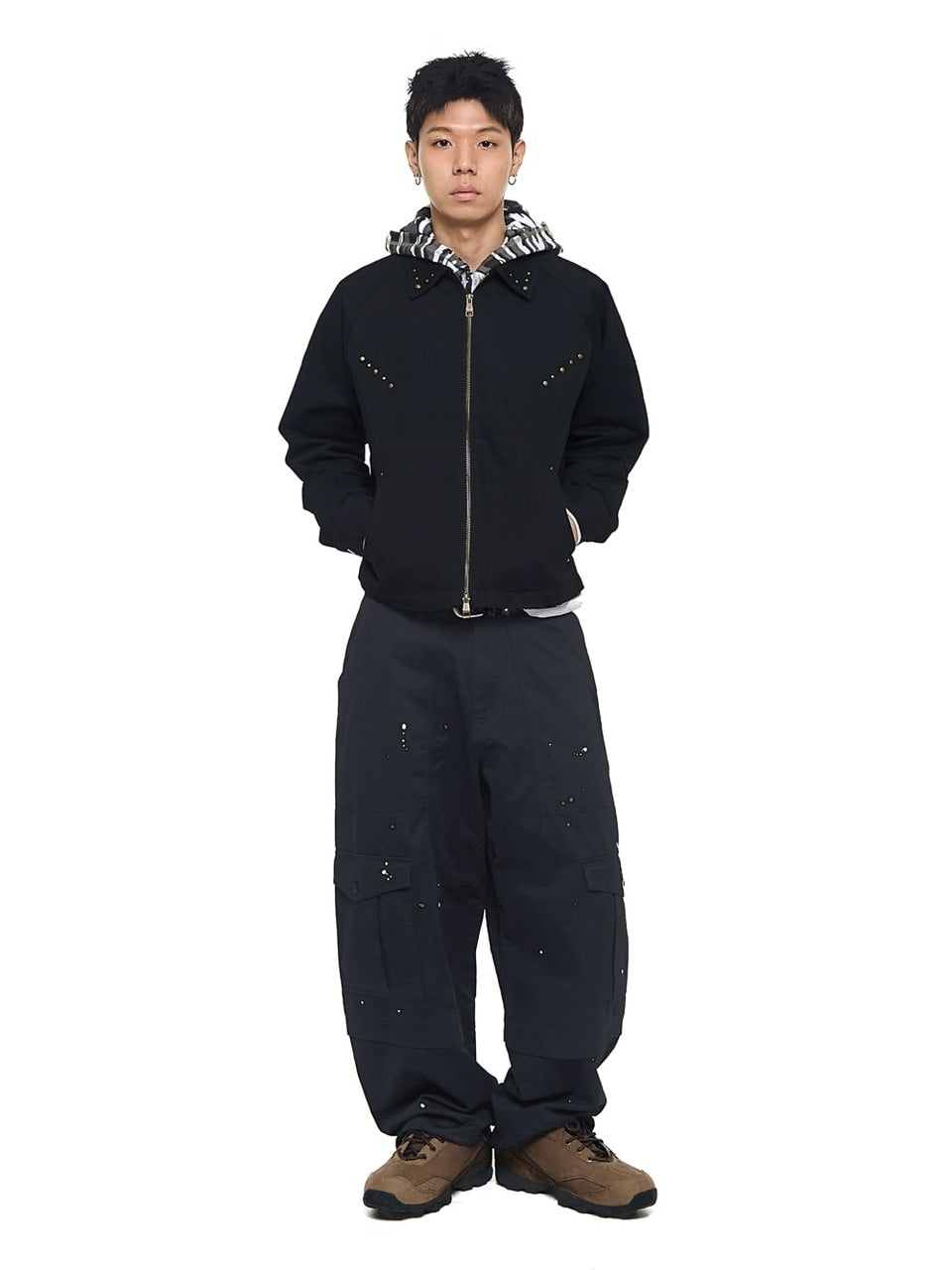 【AAKAM】Incision Studded Cotton Jacket