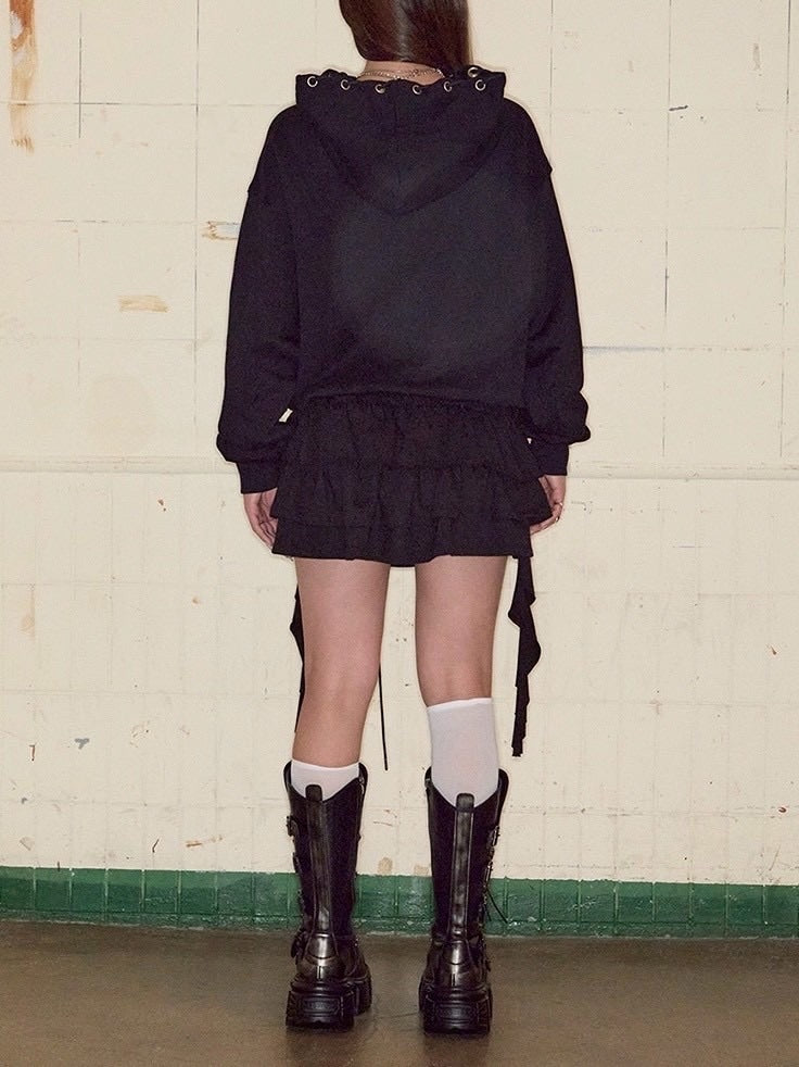 【NOT KNOWING】3 Tiered Lace-Up Ruffle Skirt / 【ノットノーイング】３ティアードレースアップラッフルスカート