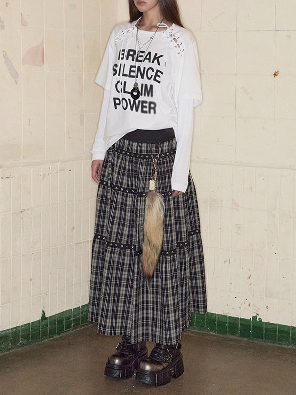 【NOT KNOWING】Lace-Up Layered Top / 【ノットノーイング】レースアップレイヤード長袖Ｔシャツ