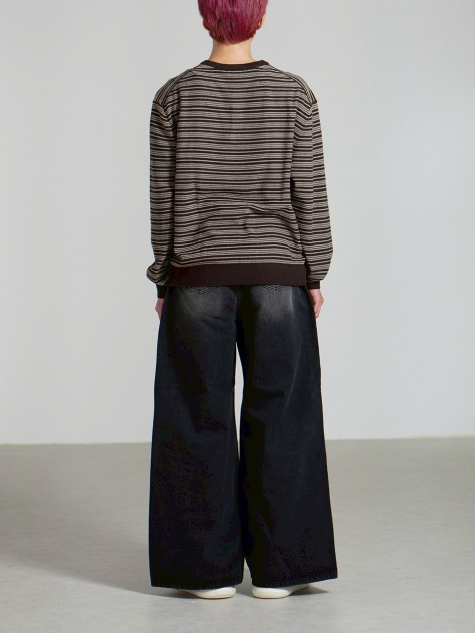 受注制【Chikashitsu +】cropped henry neck border knit / 【チカシツプラス】クロップドヘンリーネックボーダーニット (3color)