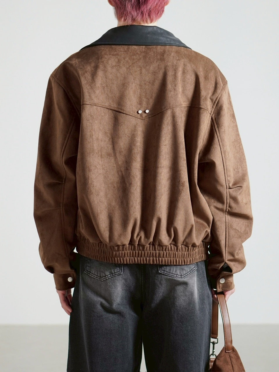 【Chikashitsu +】suede contrast collar jacket / 【チカシツプラス】スエードコントラストカラージャケット (2color)