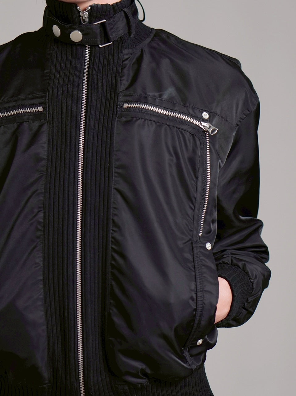 受注制【Chikashitsu +】zip up design bomber blouson / 【チカシツプラス】ジップアップデザインボンバーブルゾン