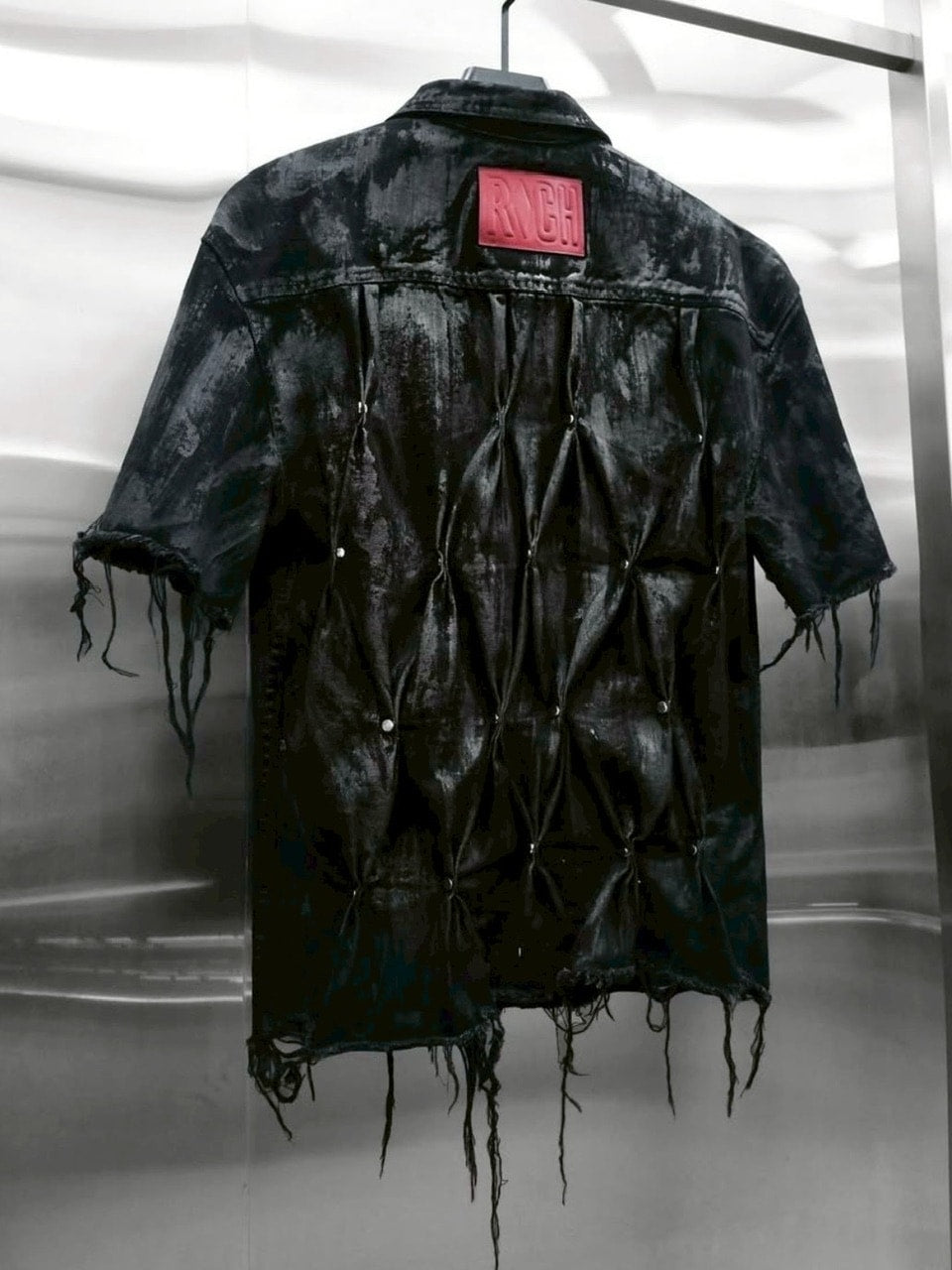 1/2 20:00再販【RICH】Knight Wide Waxed Shirt / 【リッチ】クロスバック半袖デニムシャツ