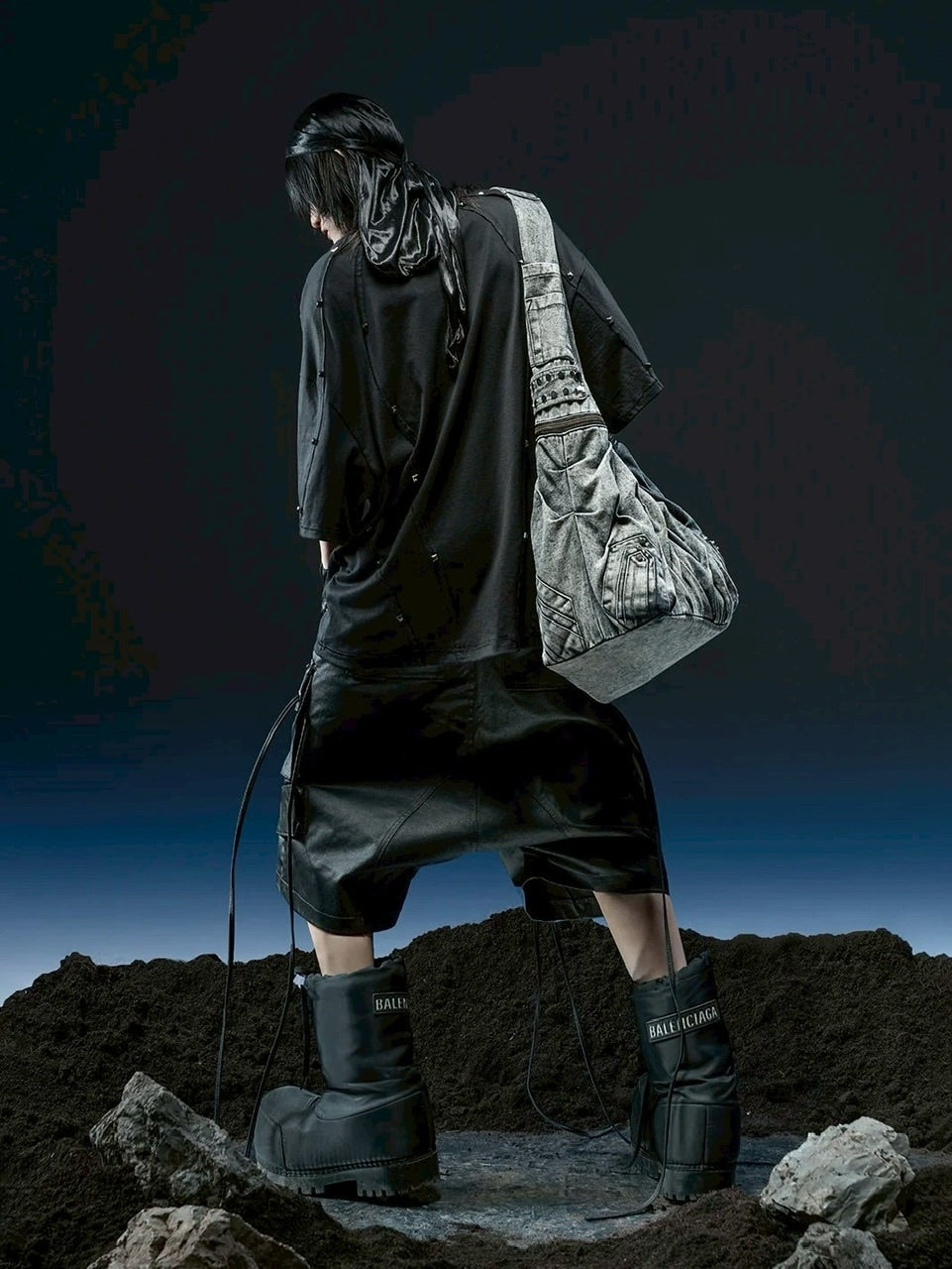 【RICH】Riveted Cross Over T-shirt / 【リッチ】リベットクロスオーバーサイズ半袖Tシャツ