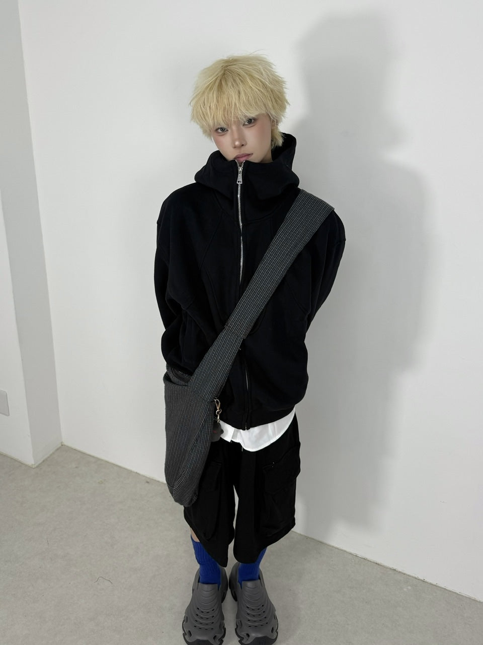 国際配送【Nerd out XU】high neck heavy hoodie / 【ナードアウトエックスユー】ハイネックヘビーフーディー (2color)