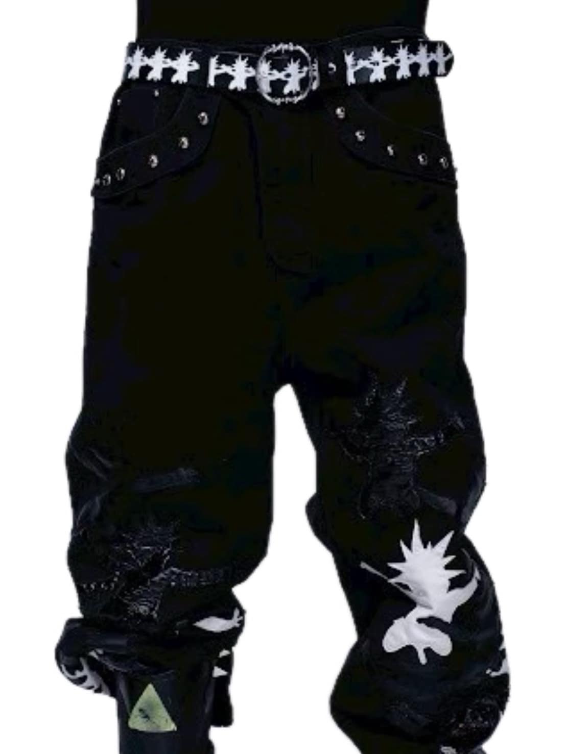 【F.V.V.O】Red Body Embroidered Signature Jeans / 【フリーワールドオーダー(エフヴィーヴィーオー)】ペイントスタッズデニムパンツ