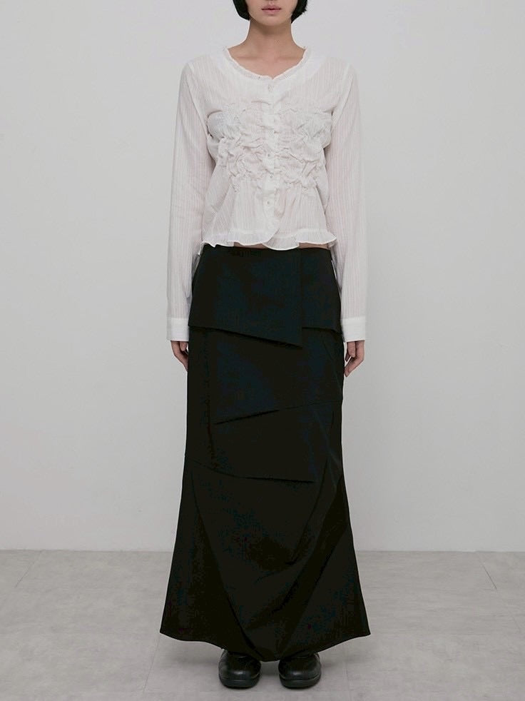 【FLAREUP】Saya Frill Puff Long Blouse / 【フレアアップ】サヤフリルパフロングシャツ