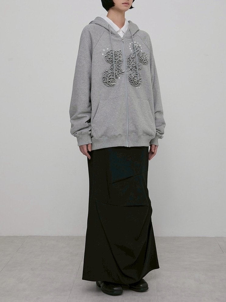 【FLAREUP】Ruffle Zip Hoodie / 【フレアアップ】ラッフルジップアップパーカー