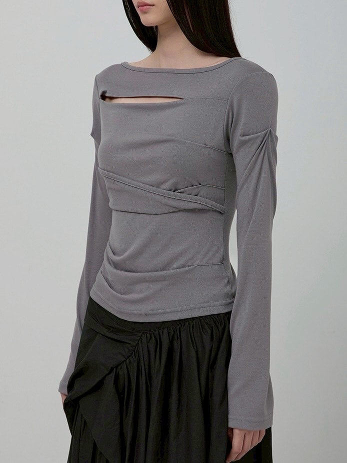 【FLAREUP】Asymmetrical Draped Long Sleeve / 【フレアアップ】アシンメトリードレープ長袖Ｔシャツ