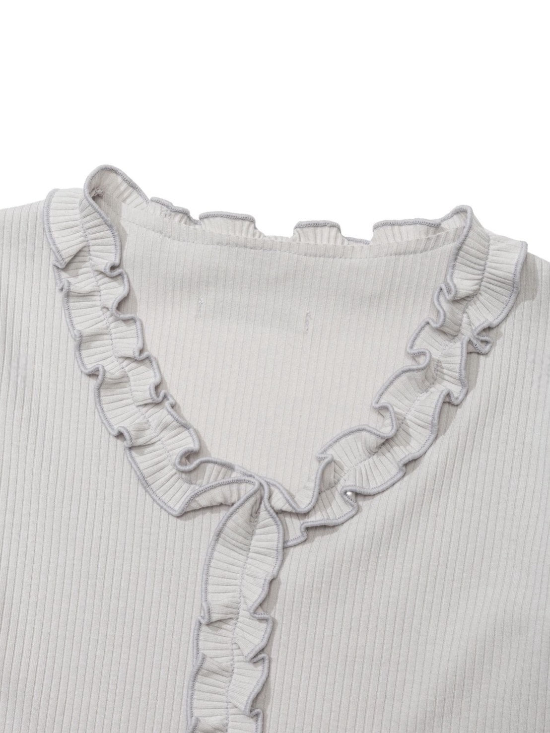 12/21 20:00 再販【Uglyshadow】RUFFLE RIBBED T-SHIRT