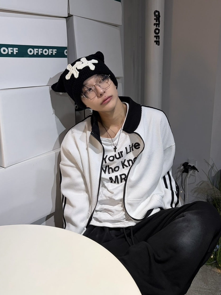 受注制【LUV CODE】raschel knit track jacket (2color)