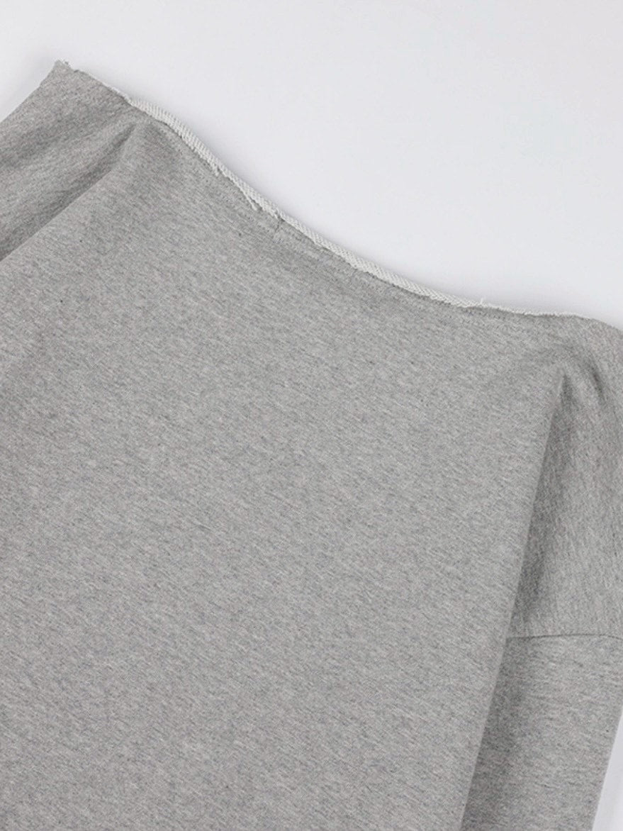 【FANCY CLUB】NECKLISS ONE-SHOULDER SWEATSHIRT / 【ファンシークラブ】ネックレスワンショルダースウェット長袖Tシャツ "