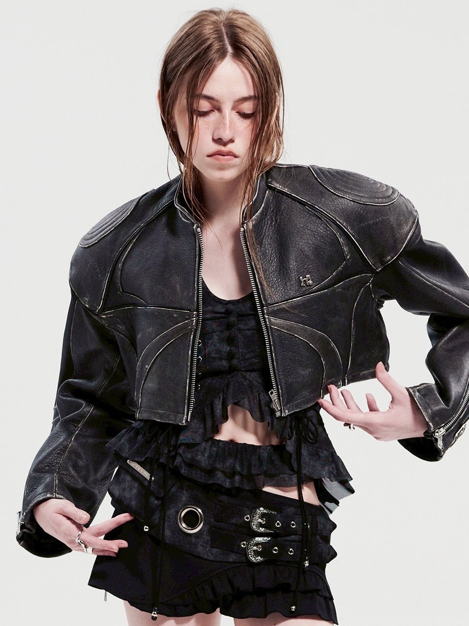 【HOLY NUMBER 7】Layered eyelet pocket skirt