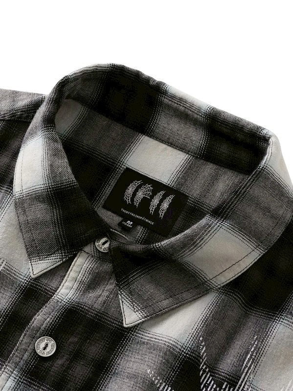 【The Boy Has No Patience】Saint Irregular Hot Diamond Plaid Shirt / 【ザボーイハズノーペーシェンス】ラインストーングラデーション長袖チェックシャツ