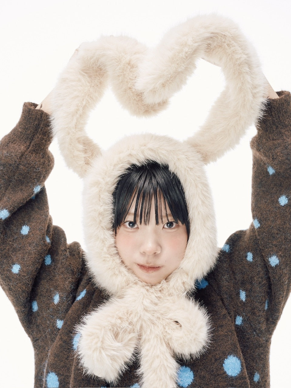 国際配送【Nerd out XU】rabbit ears fur baraclava / 【ナードアウトエックスユー】ラビットイヤーファーバラクラバ (2color)