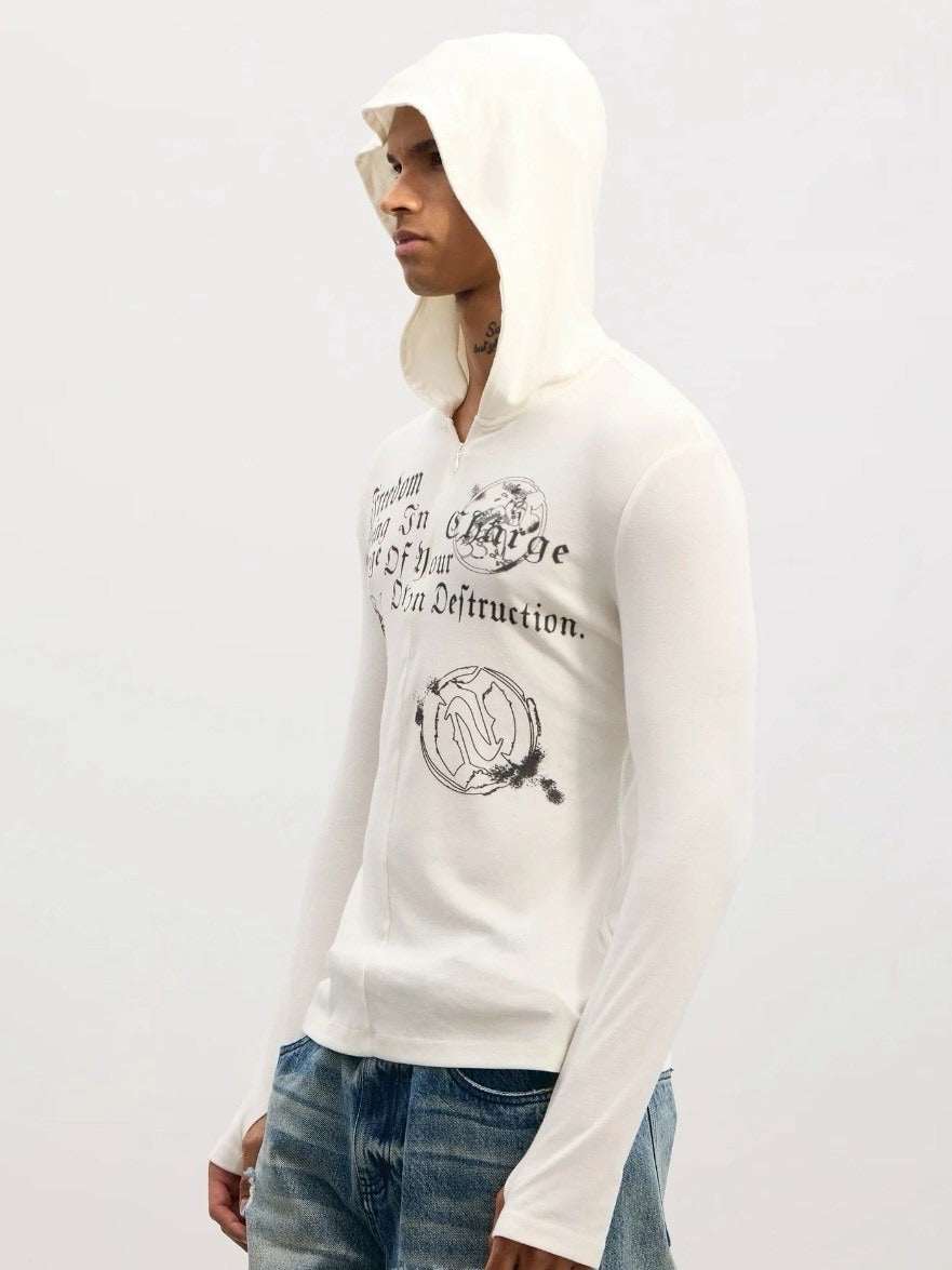 【DND4DES】Patchwork Hooded T-shirts /【ディーエヌディーフォーデス】ロゴグラフィックフード長袖Tシャツ