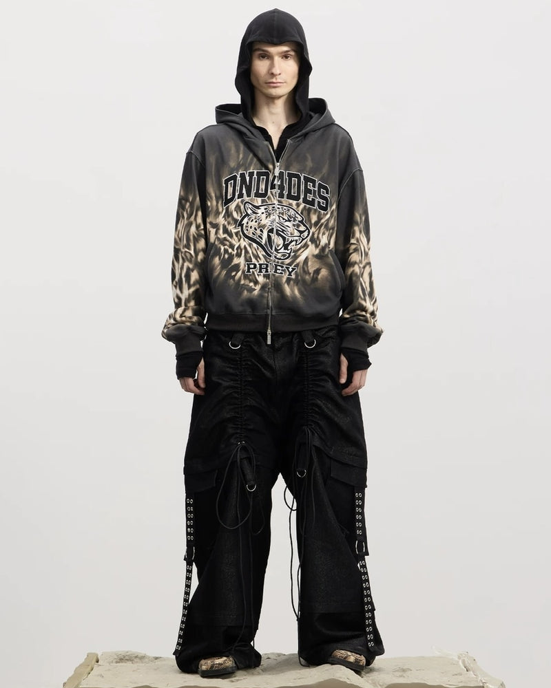 【DND4DES】Drawn Silver Silk Sharp Dance Pants /【ディーエヌディーフォーデス】ベルトシャーリングデニムパンツ