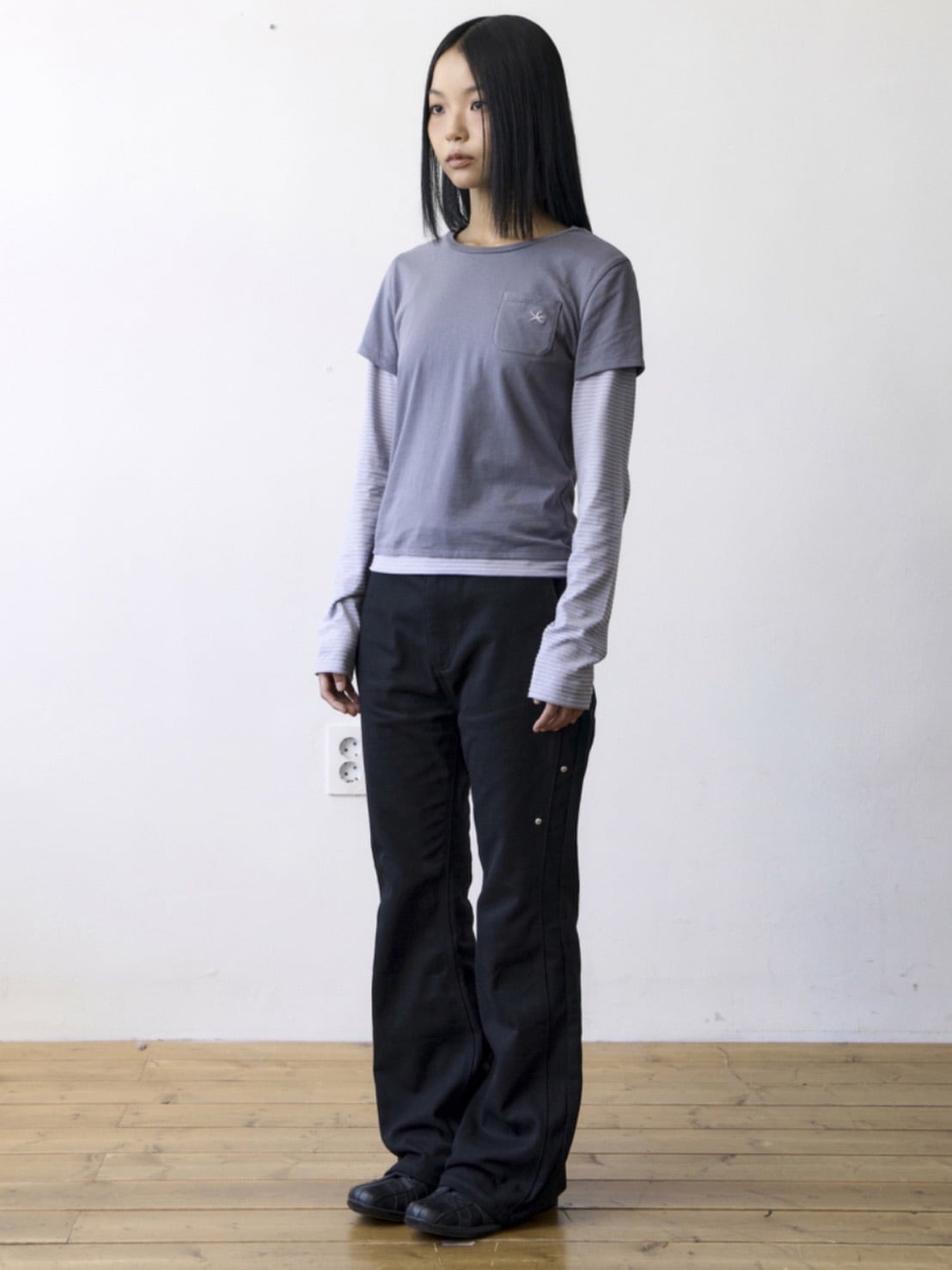 【THECOLDESTMOMENT】TCM stripe layered long sleeve